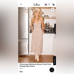 Lulus Picturesque Moments Brown Floral Print
Strappy Maxi Dres, size S